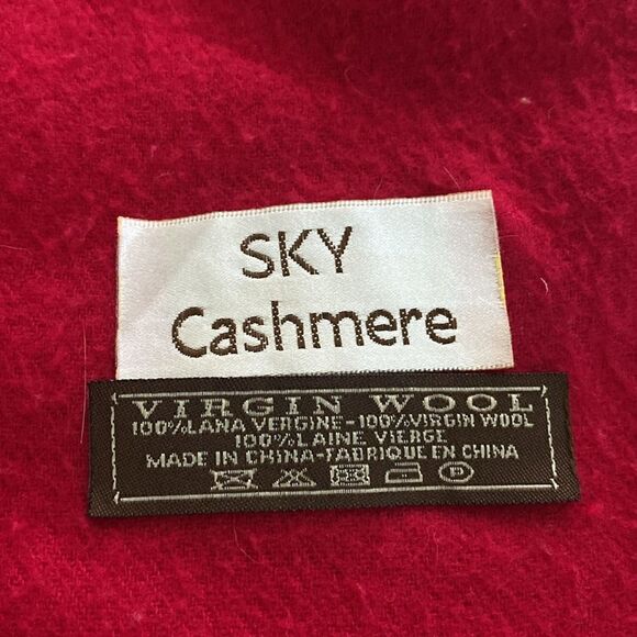 Sky Cashmere 100% Soft Virgin Wool Large Pashmina Scarf Red - Picture 4 of 4